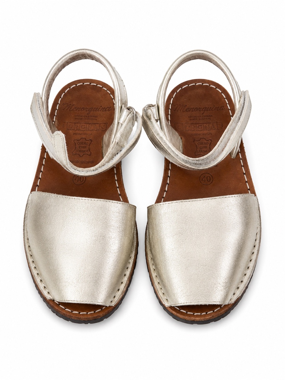 Casas Menorquinas Girls Metallic Silver Avarca Sandals EUR 30 Kids US Sz 12-12.5